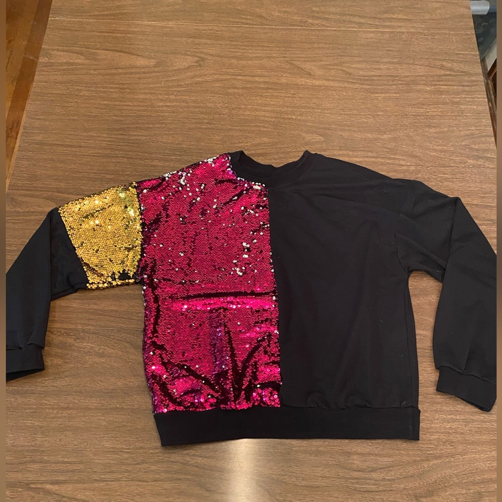 Color-block Sequin Sweatshirt